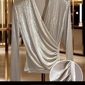 New Sz XL beige velour top